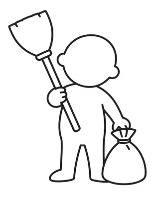 Disegno da colorare con la Befana che tiene in mano una grande scopa e un sacchetto di dolci legato al manico.