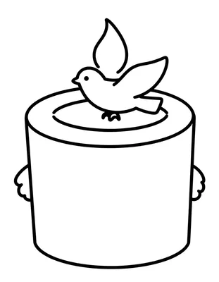 Disegno da colorare di una candela del battesimo con una colomba posata sopra e una fiamma accesa.
