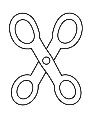 Disegno da colorare con un paio di forbici dalle forme grandi e linee spesse, pronte per un lavoretto con la carta colorata.