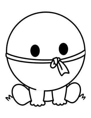 Disegno da colorare con una grande palla da calcio sorridente che indossa una sciarpa a strisce bianche e nere, appoggiata sull'erba.