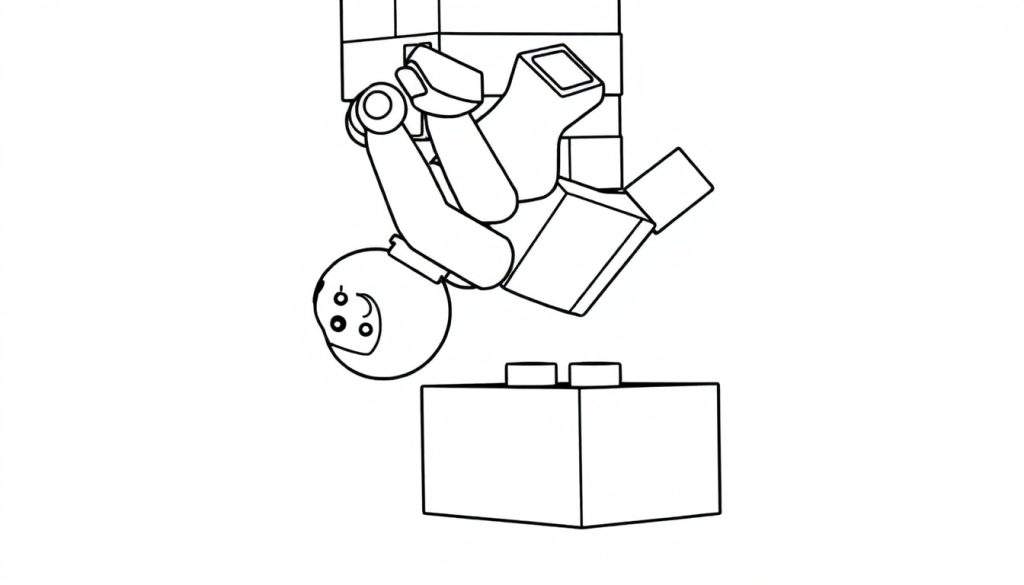 Astronauta Lego che cade, disegno da colorare